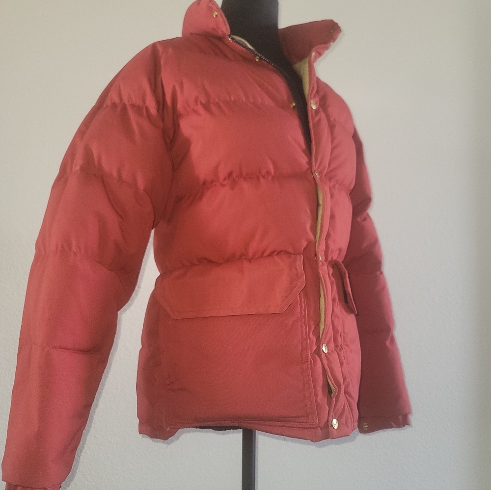 Vintage Camp 7 Down Puffer Jacket In Burnt Orange Made In USA Women's Sz XS